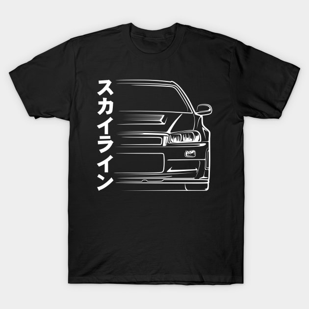 Skyline R34 GT-R Silhouette T-Shirt by CreativeRAS